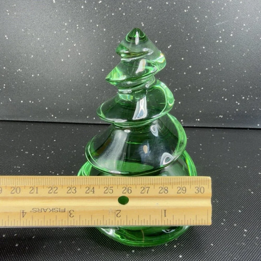BACCARAT Crystal Green‎ Christmas Tree Figurine Noel Enchanting Eye Fir Signed